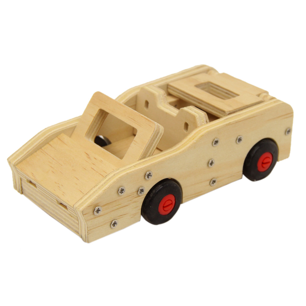 厂家定做木质小汽车模型 木制儿童玩具车diy制作工艺品批发木头车
