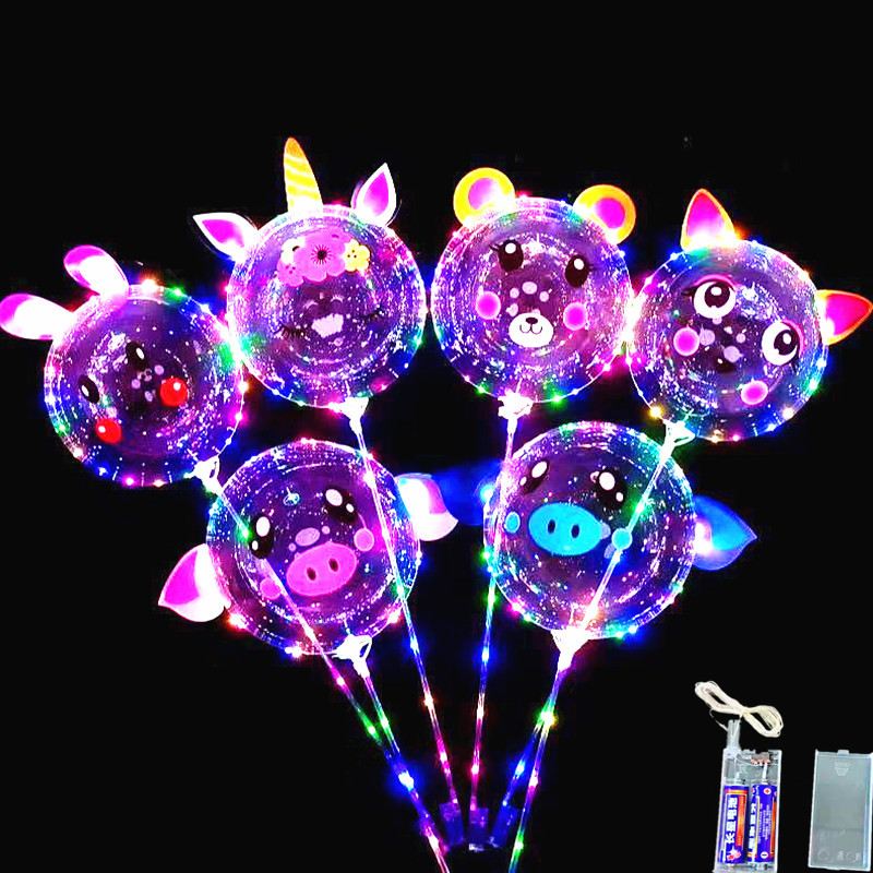 Internet Celebrity Bounce Ball Night Market 520 Gift Cartoon Balloon Kite Stall Wholesale Luminous Bounce Ball Large Wholesale