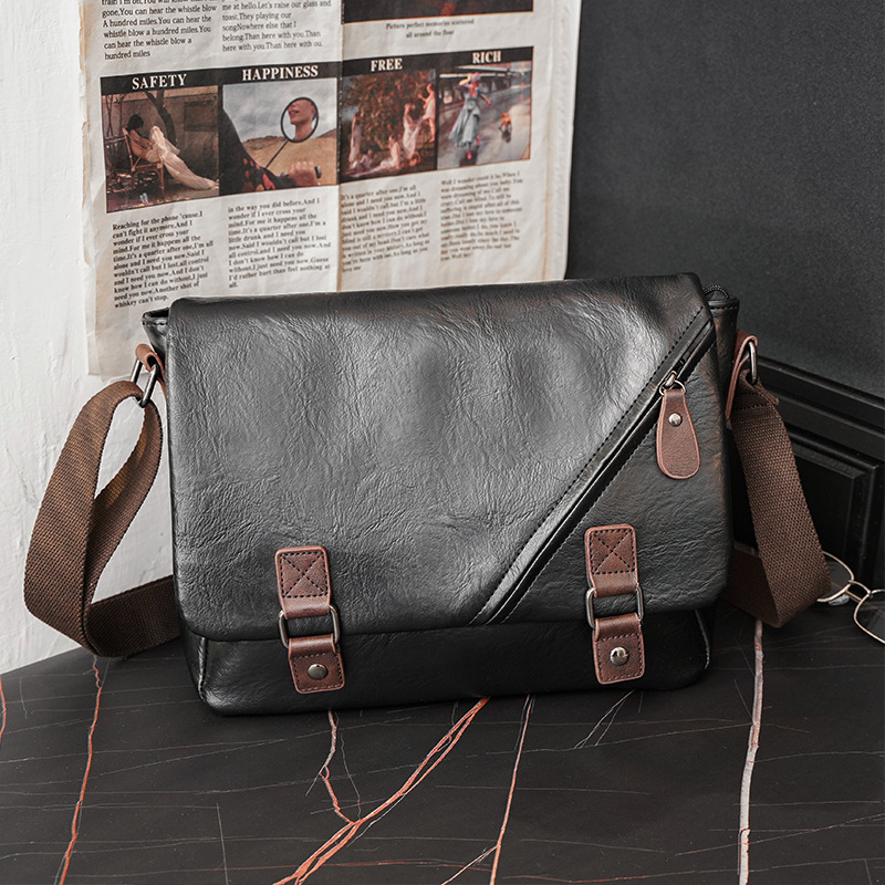 Fashion New Men's Shoulder Bag Business Casual Pu Leather File Bag Men's Leather Bag Messenger Bag Messenger Bag School Bag