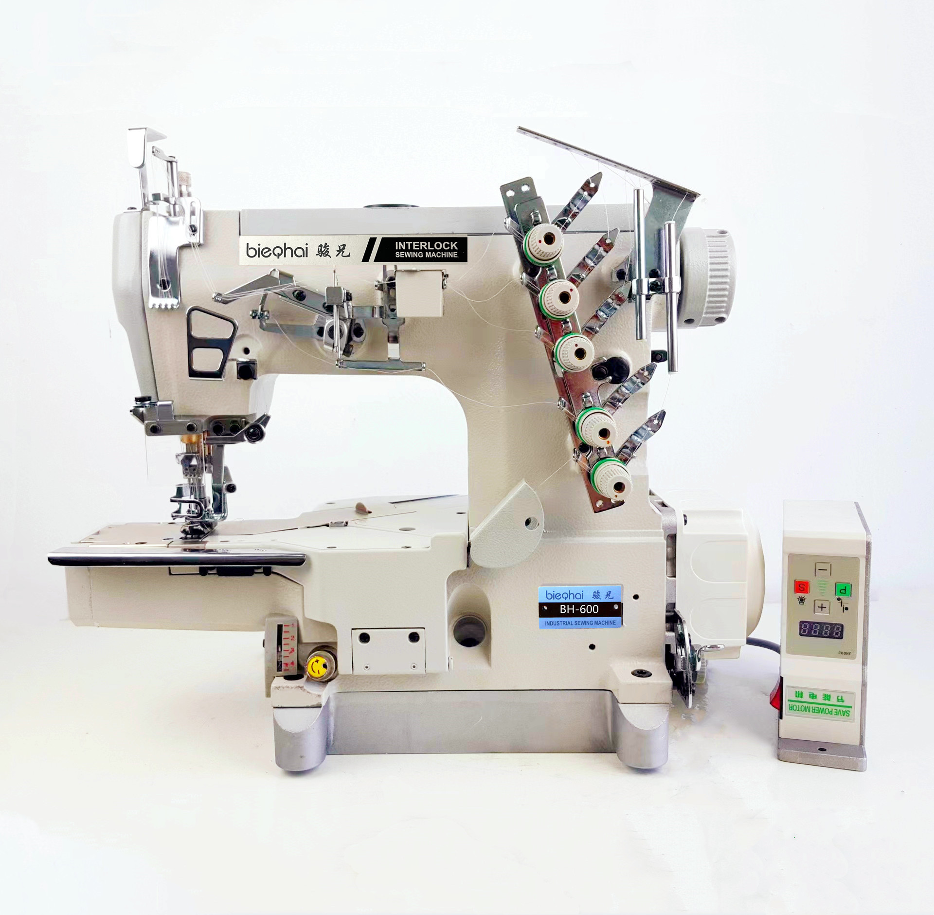 品牌筒式小嘴电脑三针五线加拖轮绷缝机坎车衣车针车工业缝纫机批发