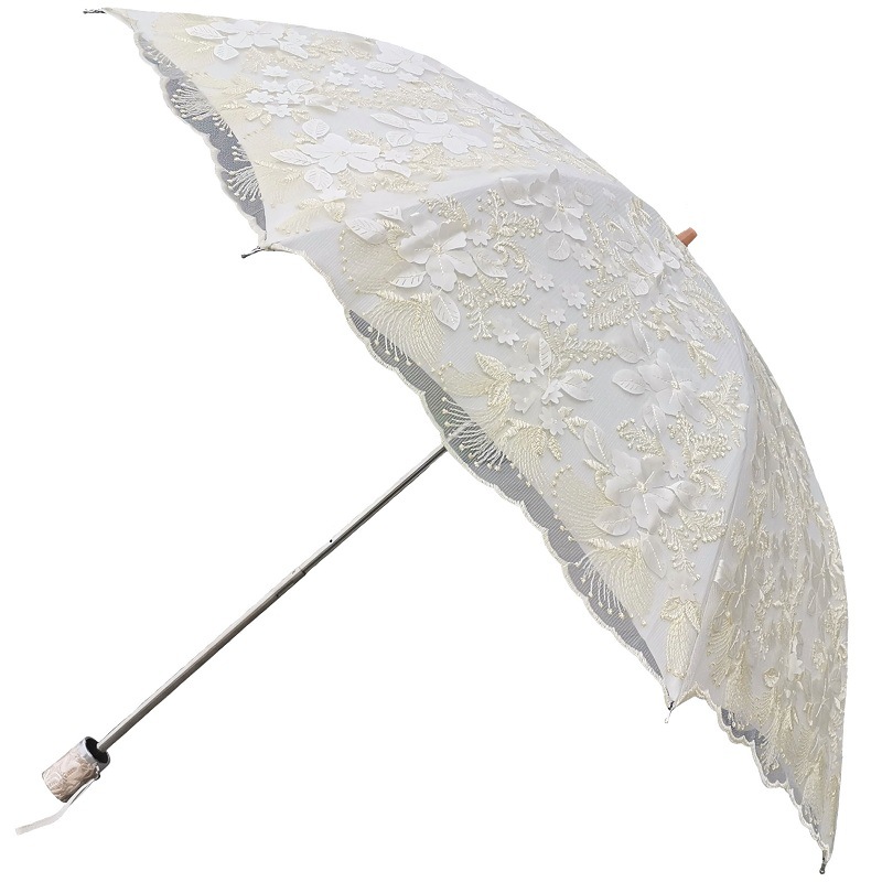 71tx纯黑色二折黑胶蕾丝立体剪花防紫外线太阳伞晴雨伞公主洋伞