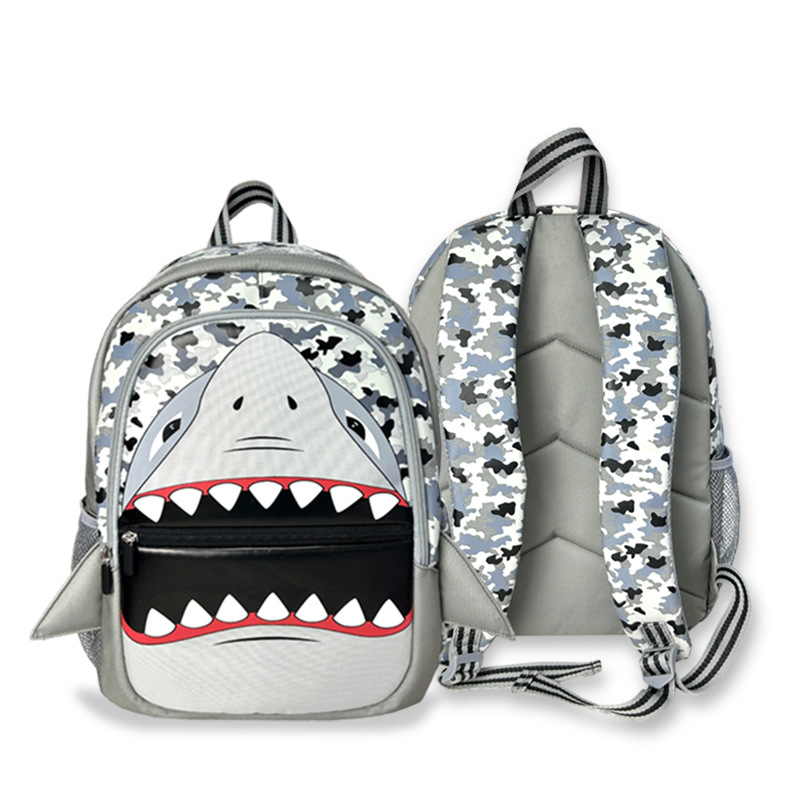 男孩鲨鱼书包男童小学生书包中小学生四五六年级个性百搭双肩包