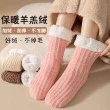 羊羔绒袜子女秋冬季保暖加绒加厚睡眠地板居家袜超厚款女士雪地袜
