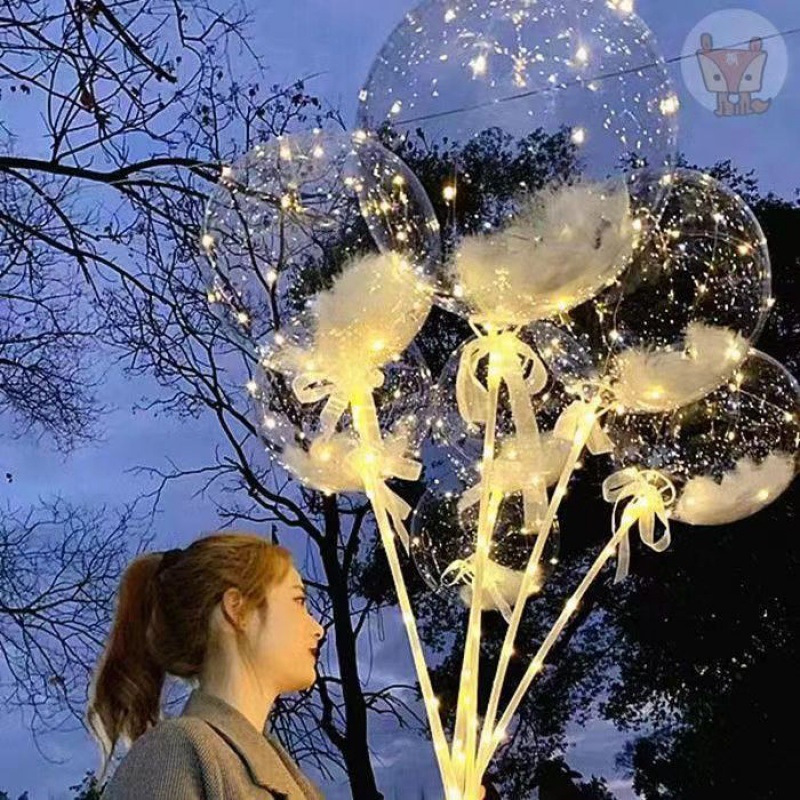 internet celebrity luminous balloon feather with light transparent bounce ball valentine‘s day balloon night market stall