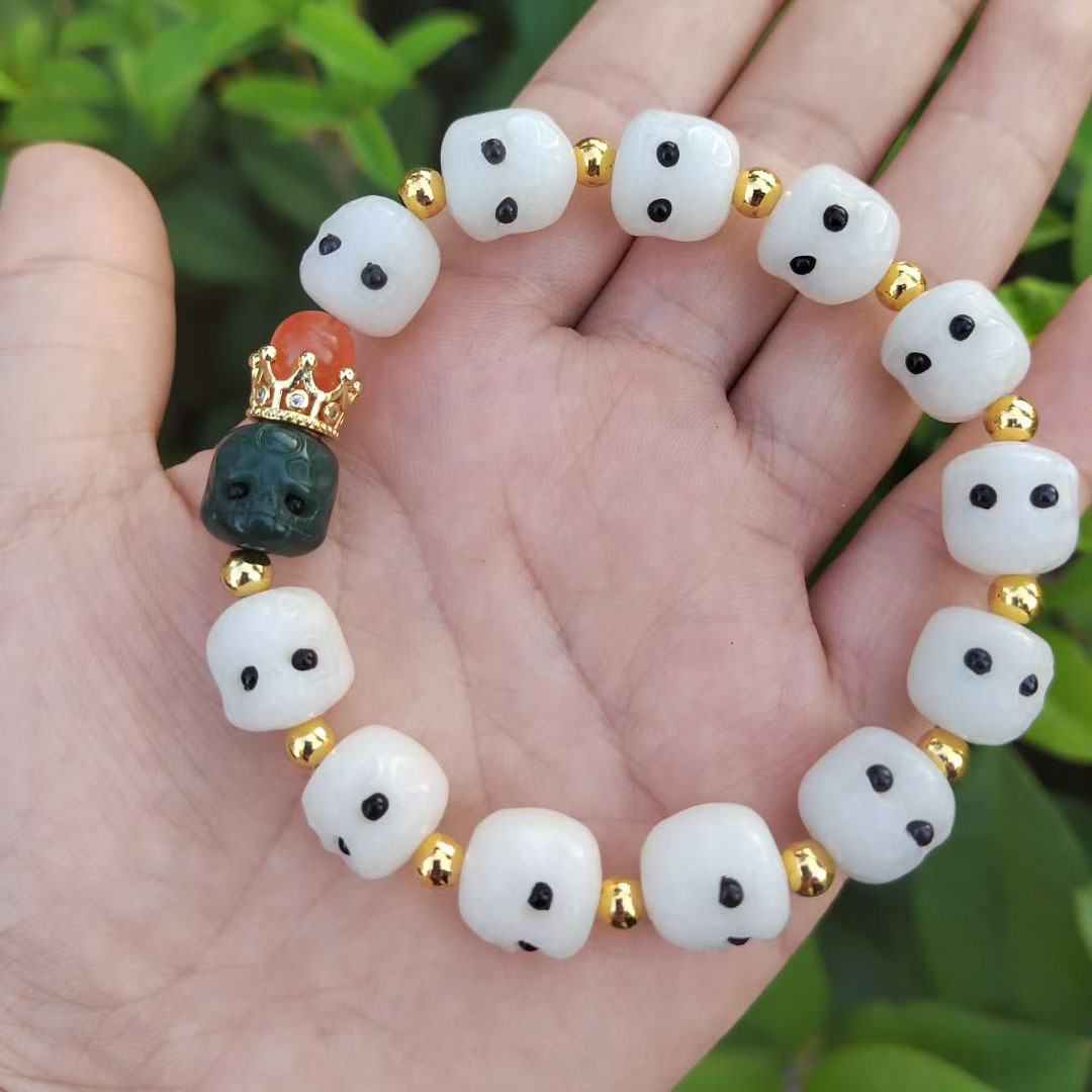 天然菩提根雕刻阿呆文玩男女款手串手链佛珠配件