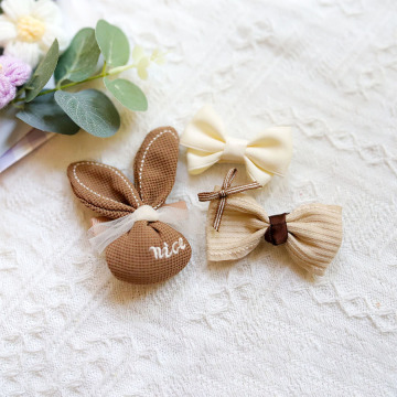 儿童布艺蝴蝶结兔子发夹 公主鸭嘴夹 多款女童甜美发饰刘海碎发夹