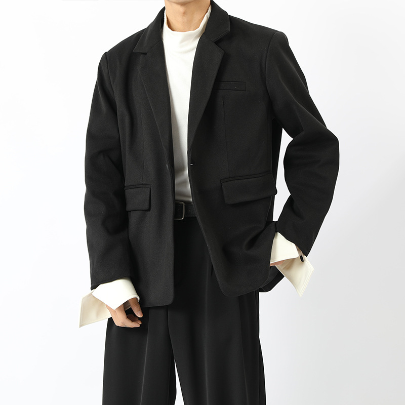 瑜欣24年春季小众设计感宽松垫肩西装外套韩版可拆卸袖口休闲西服