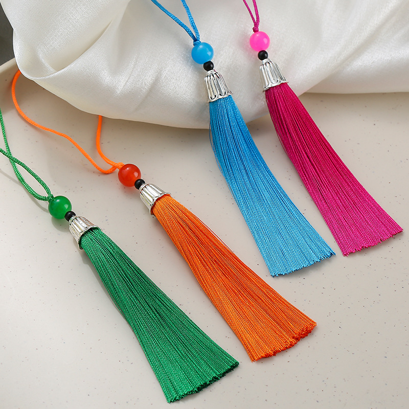 8cm Vintage Antique Tassel Fringe Beaded Hanfu Overlapping-Weight Mobile Phone Tassel U Disk Bookmark Pendants Wholesale