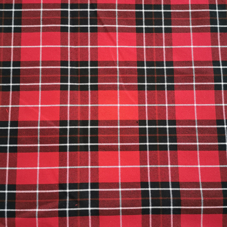 全涤色织格子布衬衫面料红色校服裙半身裙制服衬衫布色织布格子布