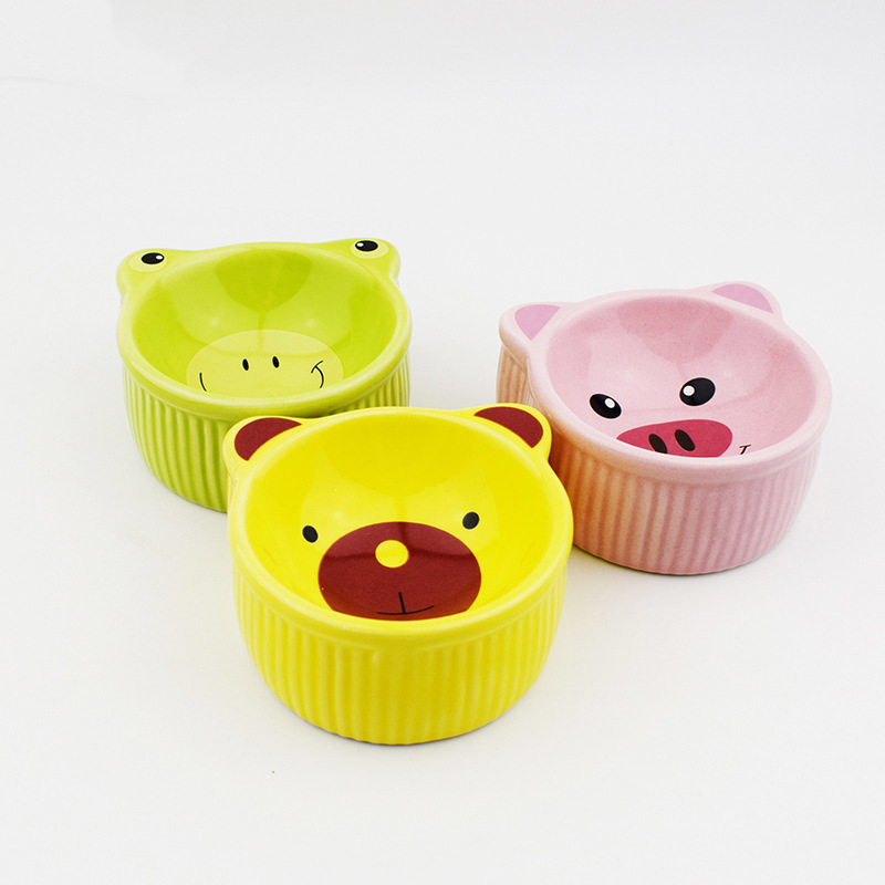 创意卡通仓鼠陶瓷小碗可爱动物造型宠物喂食碗龙猫刺猬荷兰猪食盆