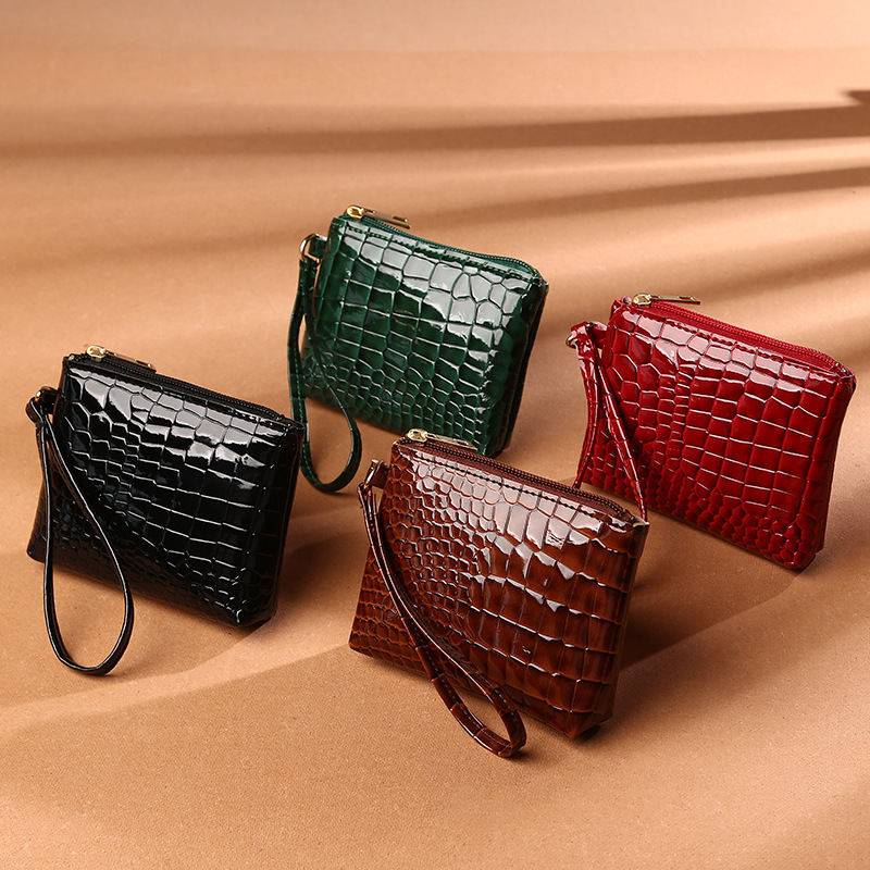 foreign trade coin purse female crocodile pattern coin wallet pu solid color women‘s handbag