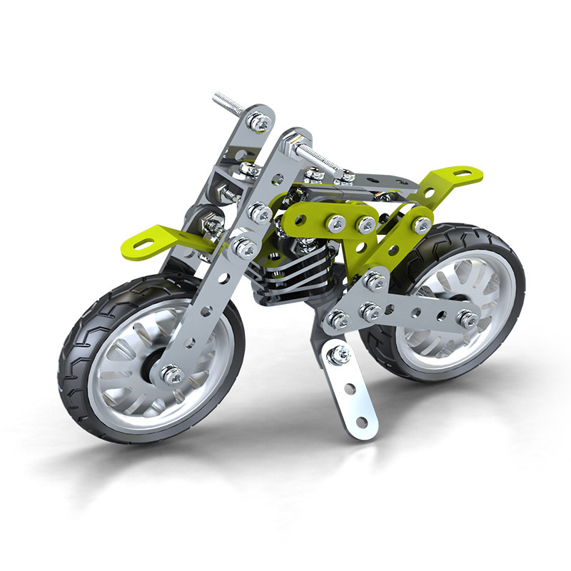 Children's Metal Assembly Motorbike Toy Building Blocks Cross-Border Screw Nut Assembly 3D Alloy Street Mechanical Model