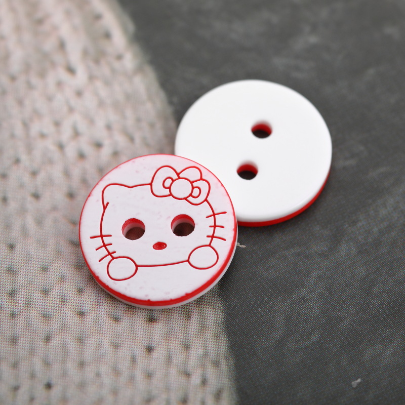 卡通树脂纽扣儿童扣睡衣扣童装纽扣彩色扣子圆形两眼线衫扣子现货
