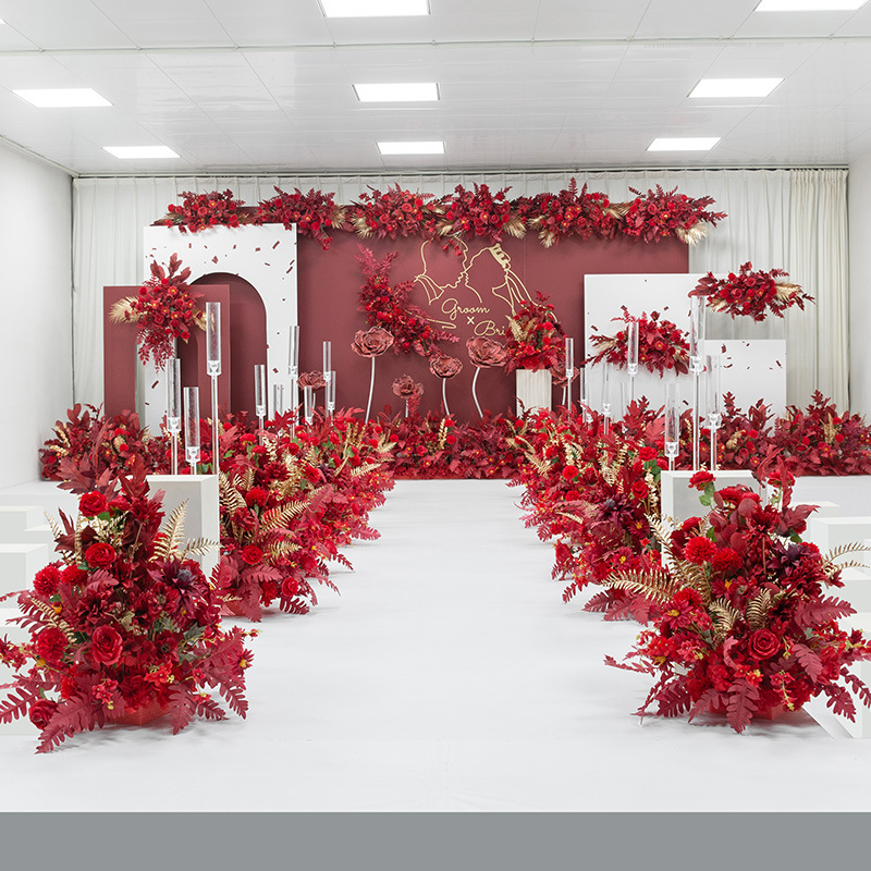 中式婚礼艺 婚庆现场布置舞台t台装饰球排办公文化仿真园艺仿真植