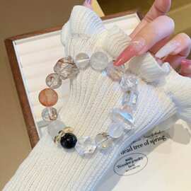 天然黑金超七方糖水晶手串 招财转运发晶手链女高级感 水晶手饰串