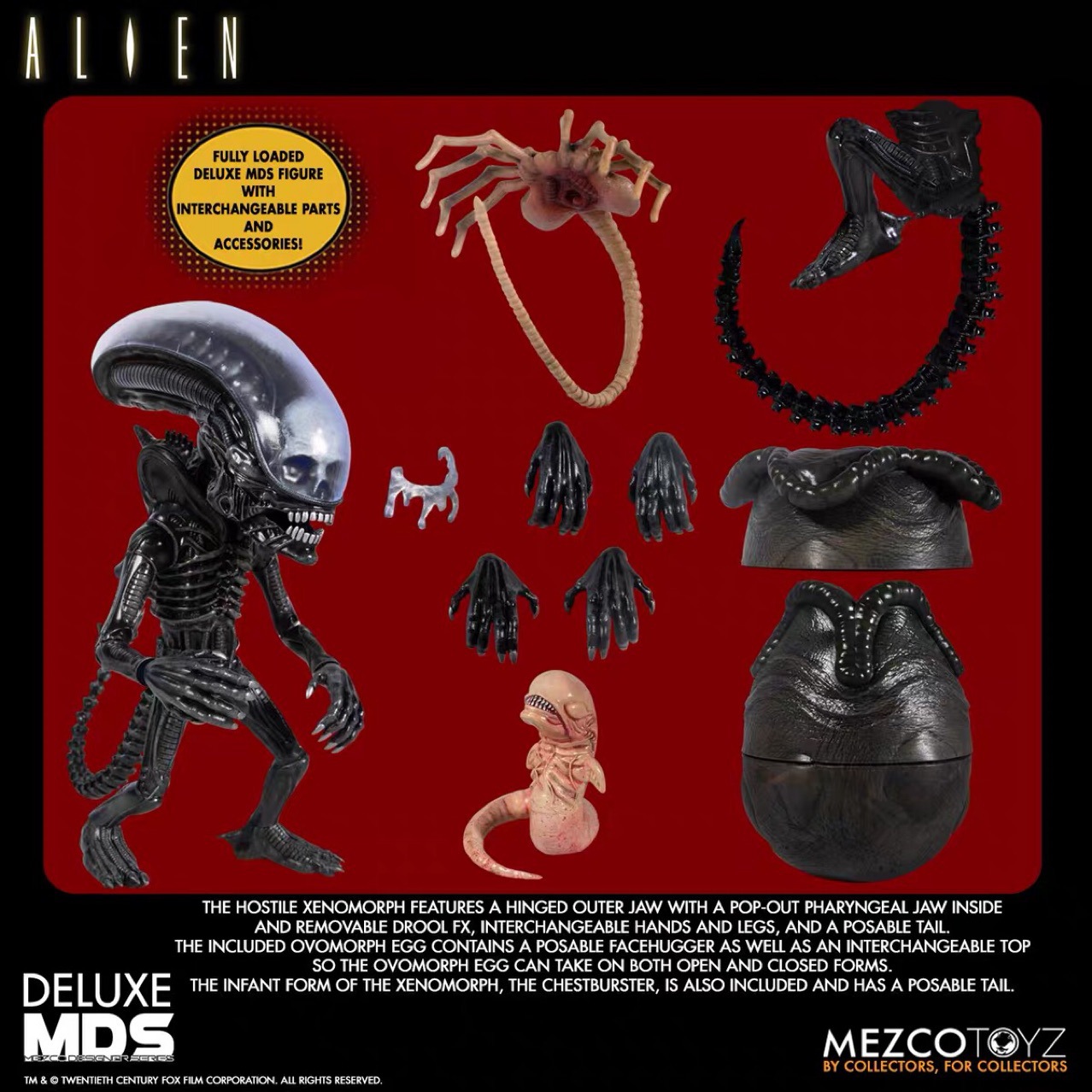 正版MEZCO蚂蚁 设计师系列 异形 豪华版套装 5寸可动人偶手办