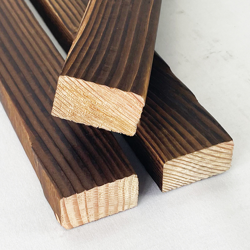 批发碳化木防腐木龙骨户外庭院露台木地板栅栏花园仿古木条木方长