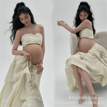 影楼新款孕妇拍照摄影服装个性仙气氛围感花朵长裙孕妈咪摄影服装