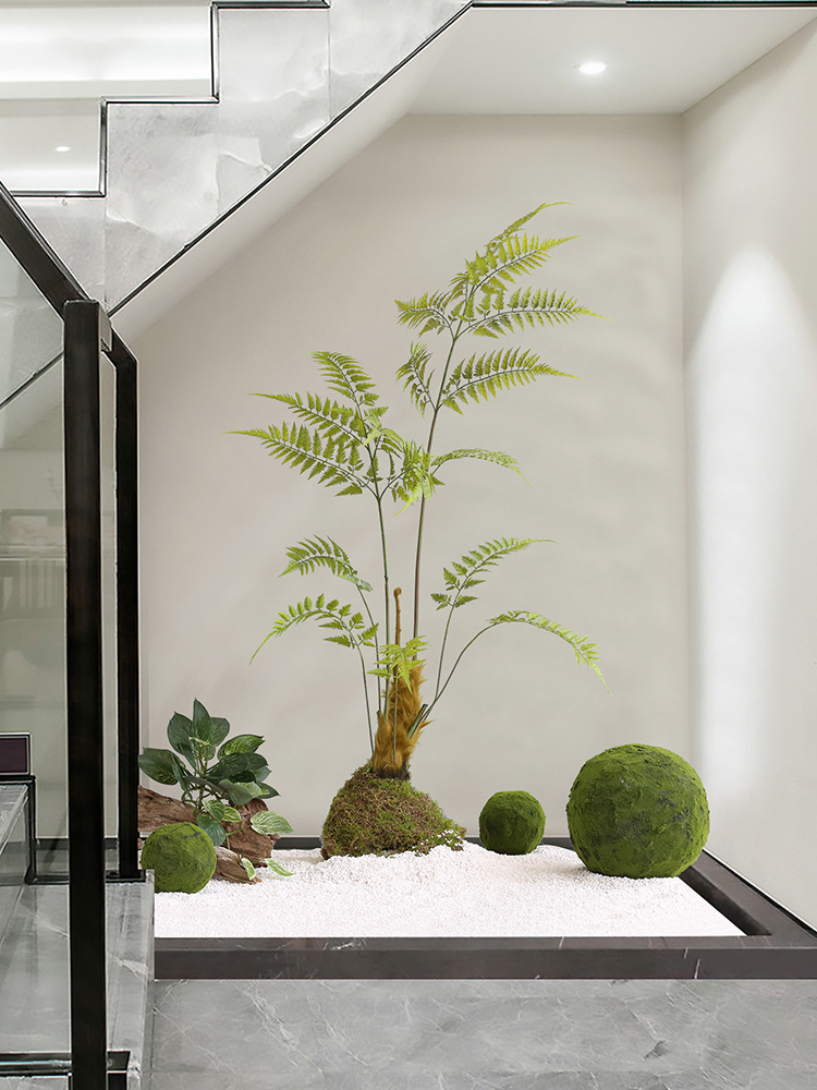 室内仿真植物金丝猴头蕨角落造景假绿植金毛狗盆栽楼梯下景观装饰