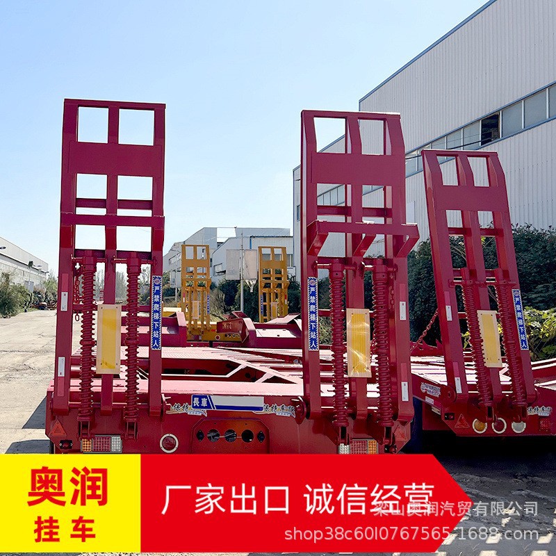 出口牵引低平板运输半挂车 两轴低平板半挂车 运输拖板车型号齐全
