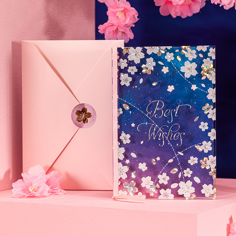 生日贺卡节日2021商务企业公司节日小卡片简约创意樱花