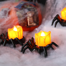 万圣节装饰南瓜灯摆件LED电子蜡烛灯派对用品布置道具蜘蛛小夜灯