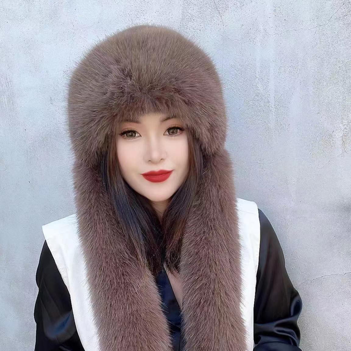 Factory Direct Sales Plush Ushanka Unisex Imitation Mink Long Wool Locomotive Head Cap Winter Thicken Thermal Ear Protection