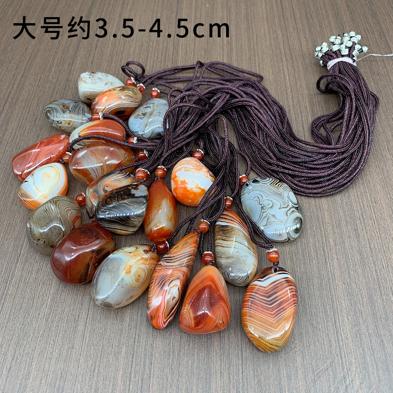 Natural Twining Line Agate Rough Stone Hand Pieces Pendant Chalcedony Agate Handle Piece Jade Hand Playing Pieces Necklace Sweater Chain