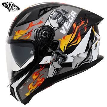 vega sa-65 豪艳灰 m-3xl 3c美国双镜片摩托车头盔男女四季通用全