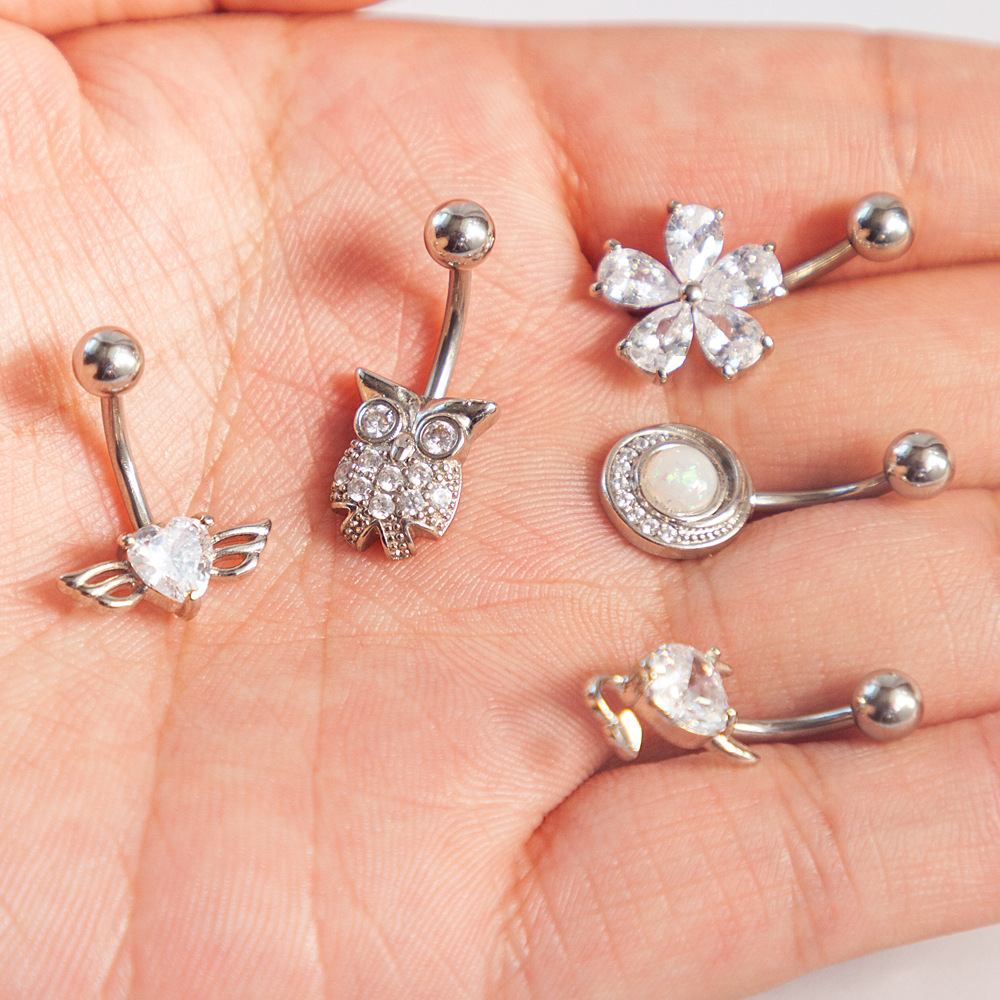 跨境电商新款牛头锆石肚脐环肚脐钉穿刺饰品在线批发