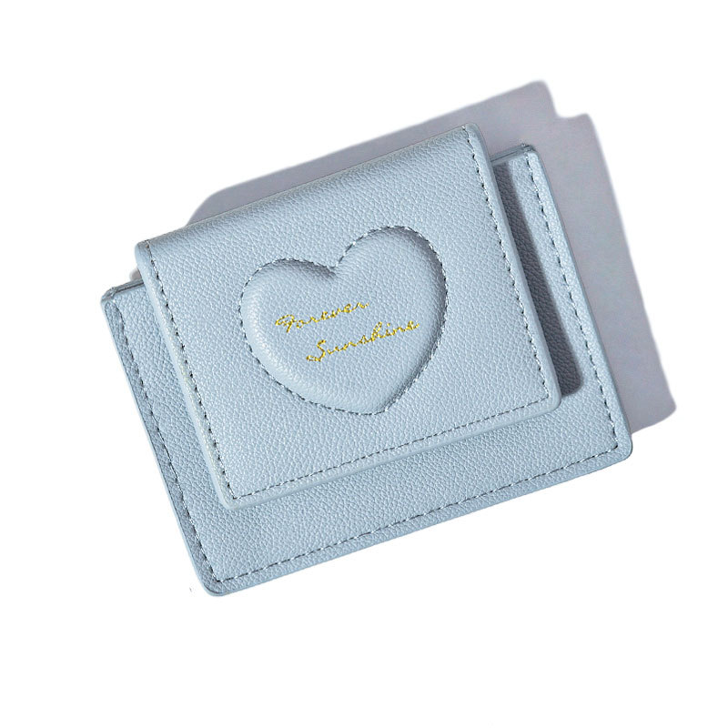 Macaron Color ~ Dongxin Ins Korean Style Women's Small Wallet Wholesale Love Embossed Pu Short Coin Purse Wallet