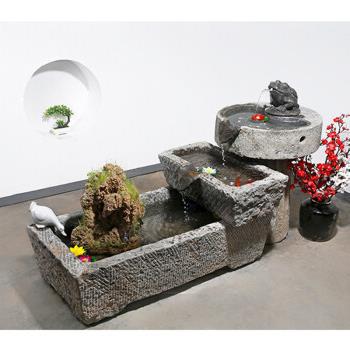 展宇石业老旧石槽流水景观牛槽鱼缸酒店装饰风水摆件庭院青石