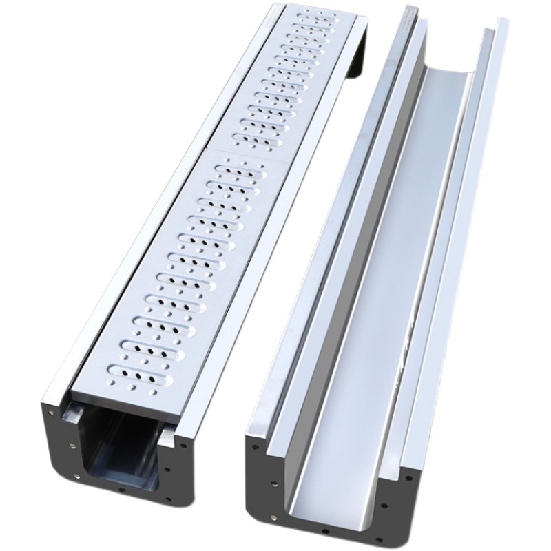 批发成品不锈钢排水沟u型槽厨房线型排水沟地沟水槽盖板下水道地