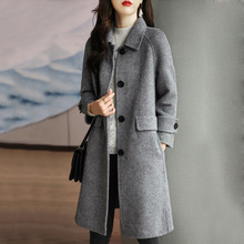 2023秋冬新款时尚气质显瘦黑色呢子外套韩版女中长款直筒休闲大衣