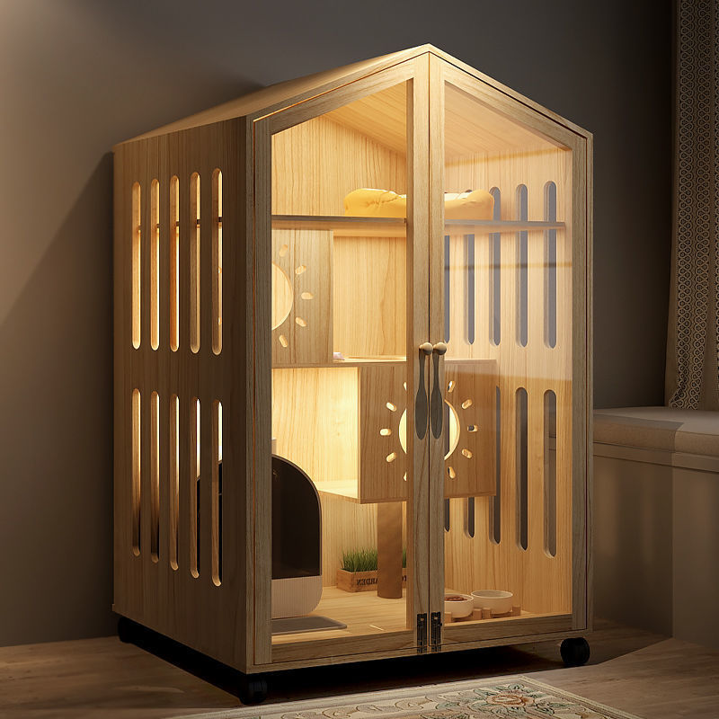 猫别墅实木笼子家用室内超大自由空间屋舍柜房宠物猫窝