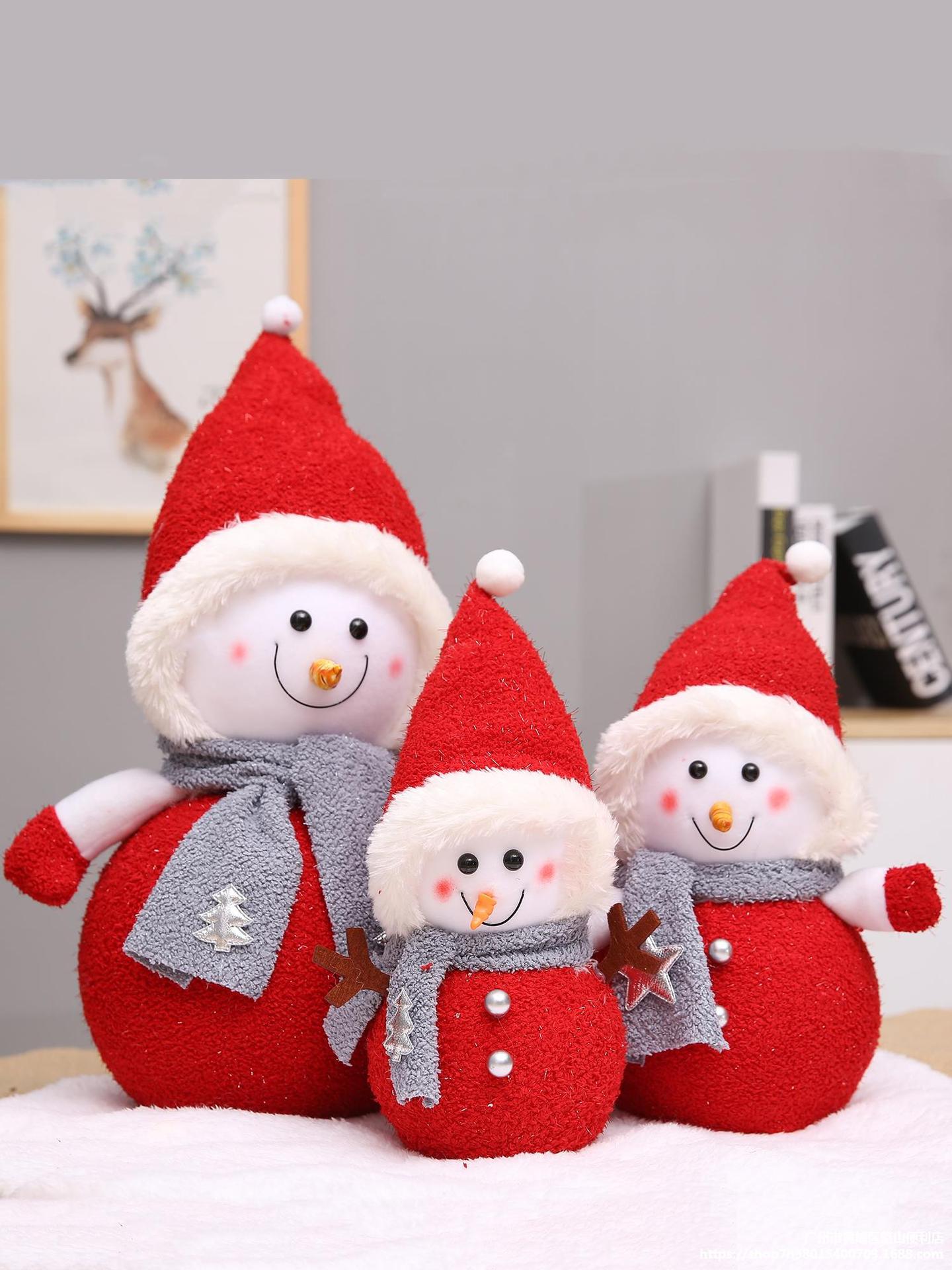 圣诞雪人摆件玩偶公仔桌面摆设装扮台面氛围主题店铺场景人偶毛绒