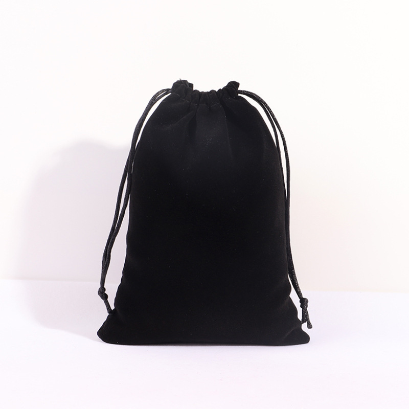 Golden Edge Flannel Bag Wholesale Drawstring Jewelry Jewelry Bag Earphone Buggy Bag Black Flannel Drawstring