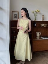 小众不规则设计复古法式高腰一字肩气质连衣裙女2023夏季新款裙子
