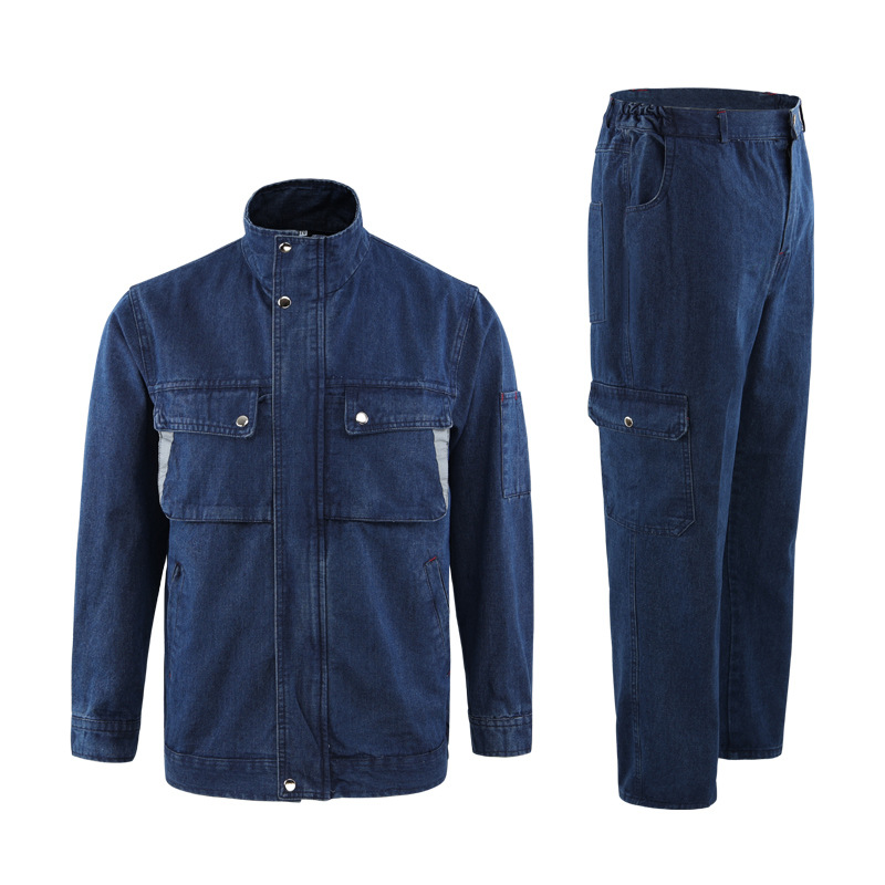 Denim Overalls Suit Men's Anti-Spark Welding Anti-Scald Flame Retardant Welder Labor Protection Clothing Construction Site Double-Layer Top Pants