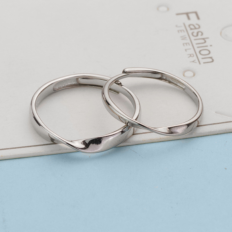 s925纯银新款莫比乌斯环情侣戒指一对男女轻奢小众设计感对戒