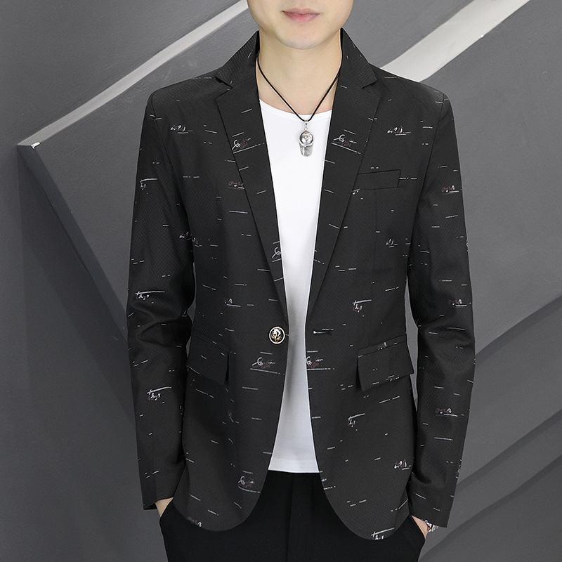 男士小西装秋季外套韩版青年修身帅气休闲单西服潮流春秋一件代发