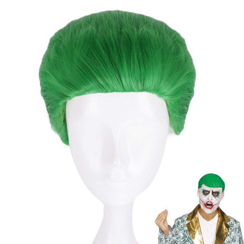 自杀小队蝙蝠侠小丑joker绿箭侠头套万圣节小丑短绿色动漫cos假发