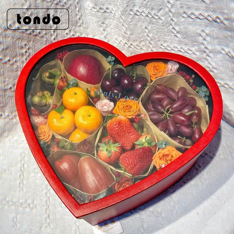 唐德 母亲节礼物绸质爱心礼盒 情侣告白惊喜水果花盒精美包装盒
