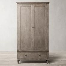 RH美式乡村实木复古做旧双门衣柜法式橡木储物柜两门衣橱卧室