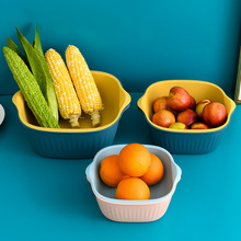#北欧双层沥水篮家用晾干水果盆洗蔬菜创意塑料沥水篮厨房洗菜盆