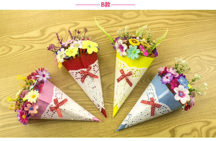 妇女节自制手捧花礼物儿童手工diy纽扣花束幼儿园益智制作材料包