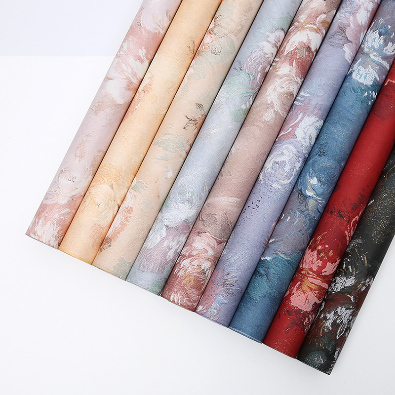 Flowers Wrapping Paper DIY FLORAL Dacal Paper Three-Dimensional Pattern Wrapping Paper Oil Painting Paper Packaging Dream Garden Paper