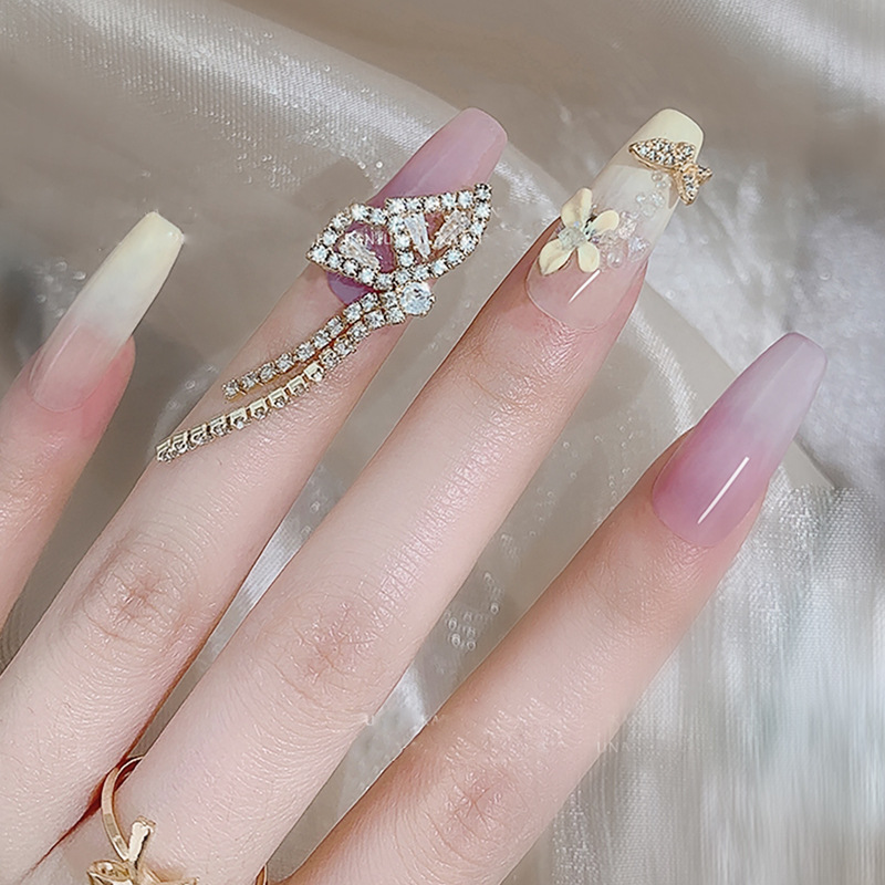 Internet Celebrity Nail Beauty New LZ Series Ornament Luxury High-End Ring Butterfly Wings Bear Color Retention Electroplating G-3695