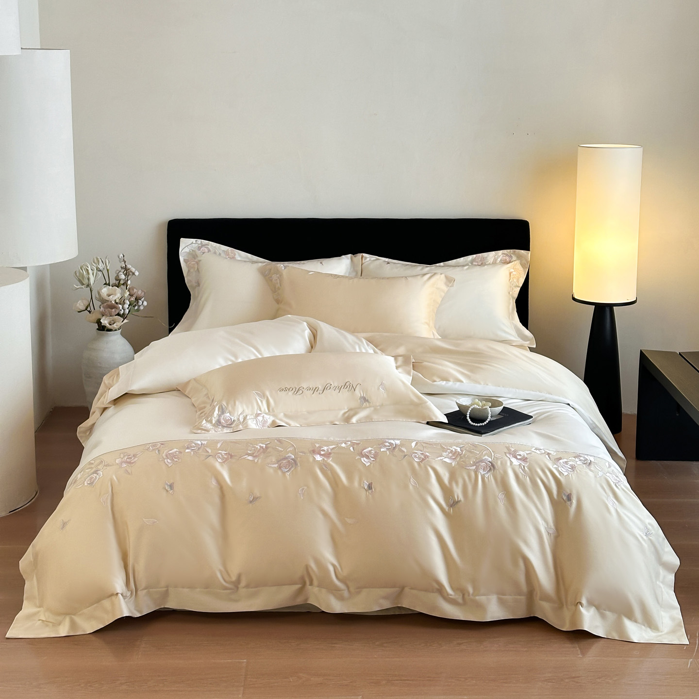 2026新款100S全棉CR工艺极简轻奢刺绣四件套全棉绣花四件套床单款