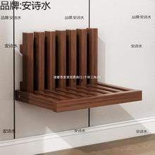 挂墙折叠床头柜一字可折叠床头柜日式创意木质隐形悬浮实木壁挂